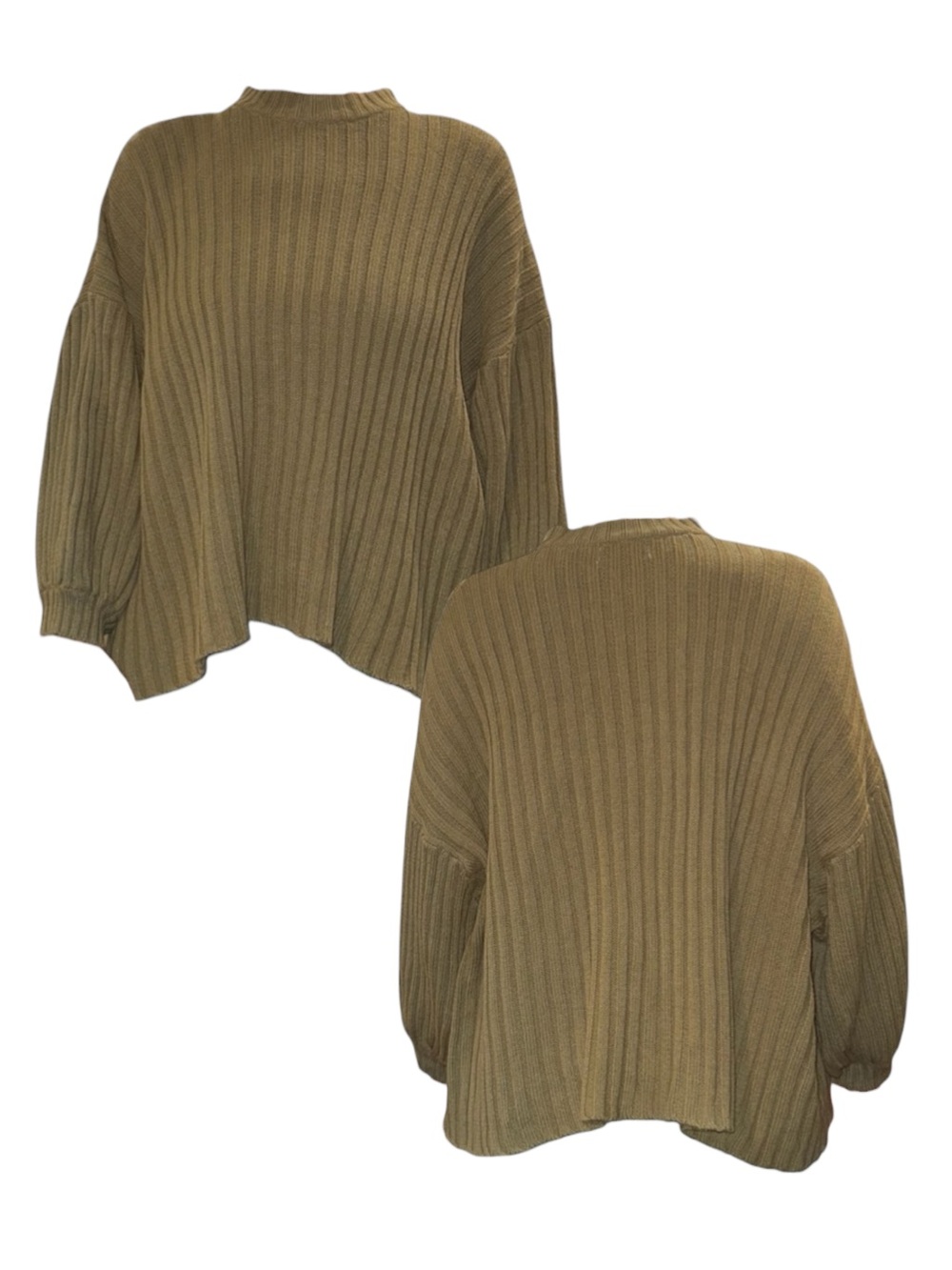 Urban Outfitters Olive Ribbed Mock-Neck Sweater